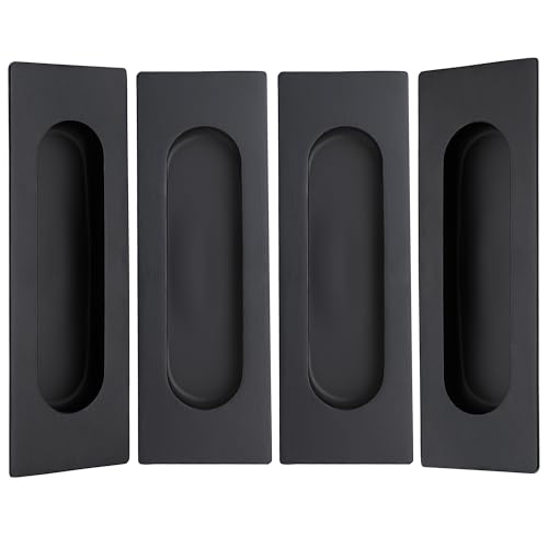 Malimali 472 Inch Recessed Finger Flush Pulls for Kitchen Cabinet Closet Sliding Cupboard Door Handle Matte Black Stainless Steel Rectangular Door Pulls Hardware 4 Pack - Image 1
