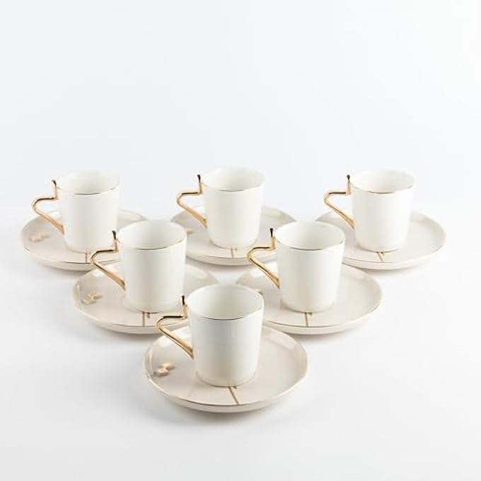 rayihni Porcelain Tea Set 12 Pcs From Liqaa  Beige  Gold - Image 2