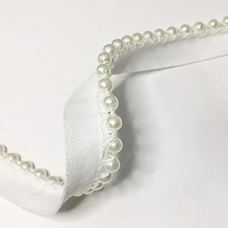 eJoyce 3-Yards 4mm White Pearl Beaded Trim with bias Tape for Wedding Decoration, Home Decor, Craft Projects, SP-2786 - Image 1