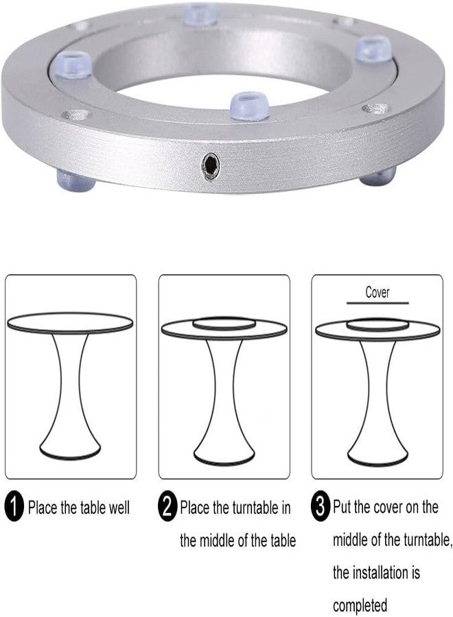 HAOHIZE Lazy Susan Bearing, Lazy Susan Hardware Turntable Bearing Lazy Susan Parts Heavy Duty Aluminium Alloy Rotating Bearing Plate Turntable Round Dining Table (6 inches*H8.5MM) - Image 5
