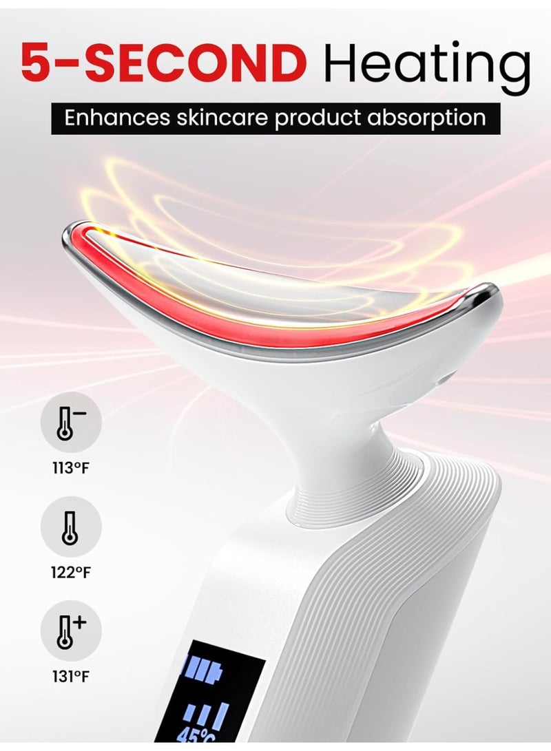 general Face Massager Portable Charging Dock, Red Light Therapy for Face and Neck, 3 Heat Settings, Vibrating Face Massage, 9-Color & 30-Day Battery | Home Spa Travel Skincare - White - Image 5