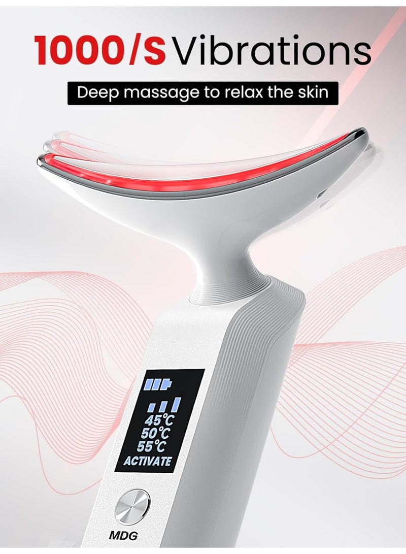 general Face Massager Portable Charging Dock, Red Light Therapy for Face and Neck, 3 Heat Settings, Vibrating Face Massage, 9-Color & 30-Day Battery | Home Spa Travel Skincare - White - Image 3