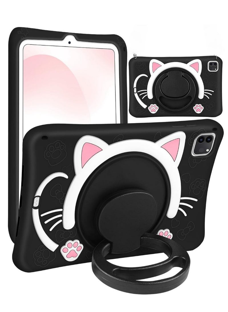 Generic - Soft Silicone Cute Special  Tablet cat design Case with Built-in Rotatable Foldable Kickstand Shockproof Cover Case for iPad Pro 11 Inch 3D Silicone Cartoon Case (2022/2021, 4th/3rd Generation), iPad Pro 11 Inch Cover,iPad Air 5 2022 / iPad Air 4 2020 10.9 Inch Case, Cute, Stand Function, Silicone case Case, Cover, Shock-Absorption - Image 1
