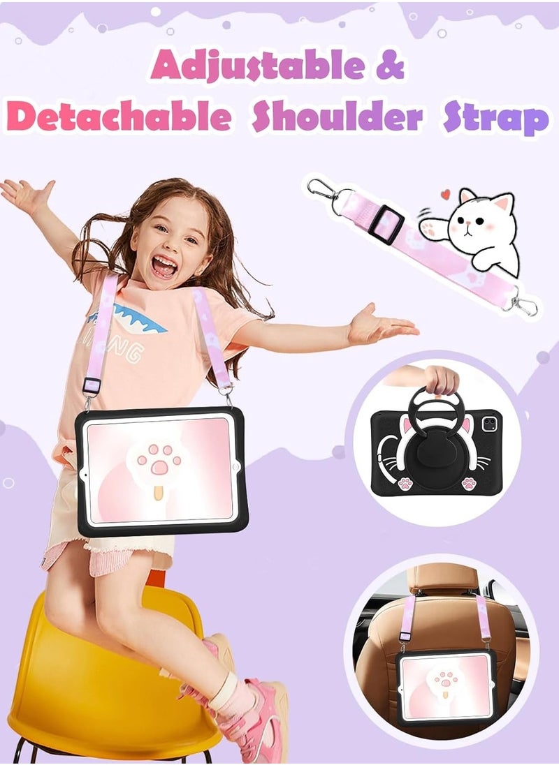 Generic - Soft Silicone Cute Special  Tablet cat design Case with Built-in Rotatable Foldable Kickstand Shockproof Cover Case for iPad Pro 11 Inch 3D Silicone Cartoon Case (2022/2021, 4th/3rd Generation), iPad Pro 11 Inch Cover,iPad Air 5 2022 / iPad Air 4 2020 10.9 Inch Case, Cute, Stand Function, Silicone case Case, Cover, Shock-Absorption - Image 1