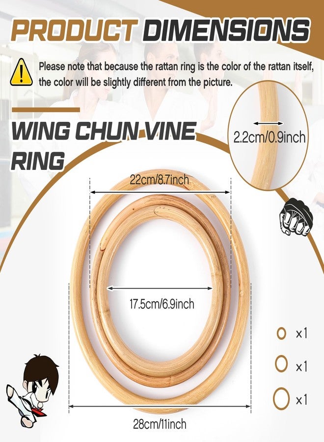 Blueweenly 3 Pcs Kung Fu Ring Wing Chun 7, 9, 11 Inches Wing Chun Training Equipment for Training Kung Fu - Image 2