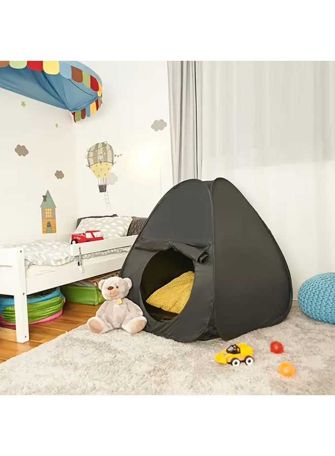 Four Sided Sensory Tent Black with Star String Lights for Kids Calm Corner Play Indoor Outdoor - Image 1