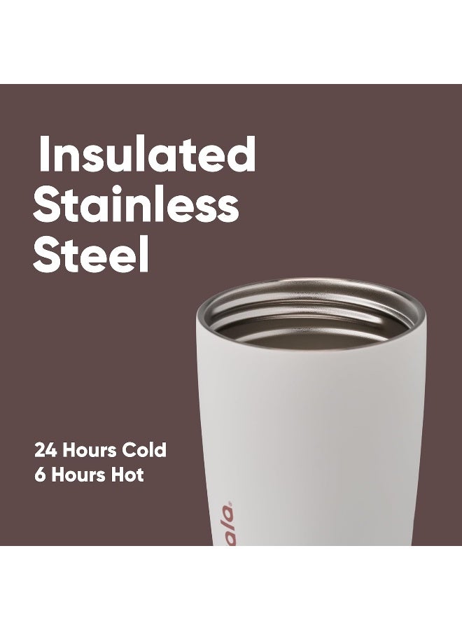 Owala SmoothSip Slider Insulated Stainless Steel Coffee Tumbler, Reusable Iced Coffee Cup, Hot Coffee Travel Mug, BPA Free 12 oz, Tan/White (Vanilla Bean) - Image 4