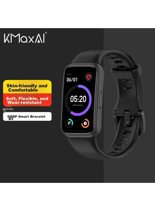 KMaxAI Kmaxai Compatible With Keep B3 Silicone Watch Strap, With Easy-release Tool, Sports Watch Band, Fresh Replacement Wristband, Soft Smart Bracelet Band, Black  - Image 1