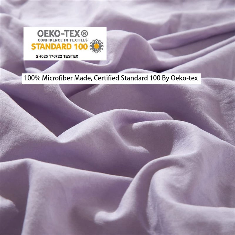 IHOUSTRIY Kid's Duvet Cover Twin Size 100% Washed Microfiber 2pcs Bedding Duvet Cover Set  Pom Poms Fringe Solid Color Soft and Breathable with Zipper Closure & Corner Ties (Twin  Purple) - Image 3