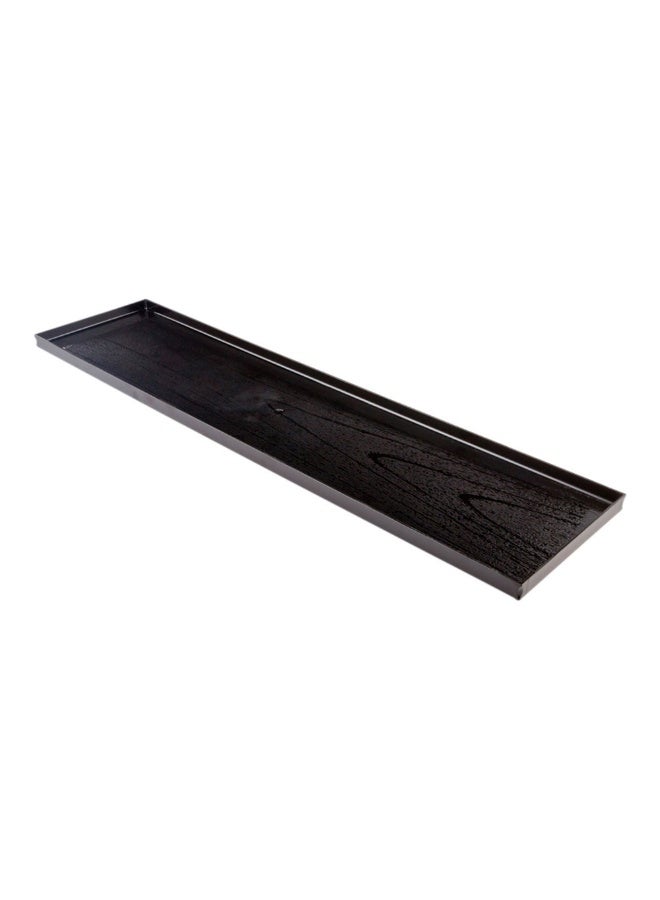 Restaurantware 23.6 x 5.9 Inch Rectangle Trays, 25 Disposable Serving Platters - Faux Wood Grain Pattern, With Raised Sides, Black Plastic Party Trays, Serve Appetizers Or Appetizers, For Parties - Image 1