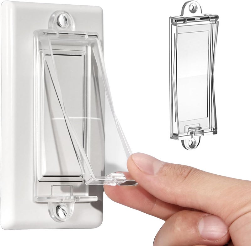 PSZEZNZ 1 Light Switch Guard Cover, Baby Proof Wall Switch Cover Guard for Rocker Light Switch Protects Your Lights or Circuits from Being Accidentally Turned On or Off (Clear) - Image 1