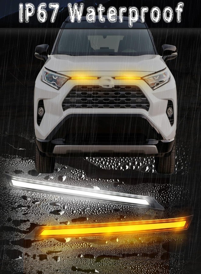 BINQIGOO 2PCS Grille Lights LED Bar Front Sequential Switchback LED Daytime Running Lights Compatible with Toyota Rav4 2019 2020 2021 Sequential Amber Turn Signal Light (Clear) - Image 4