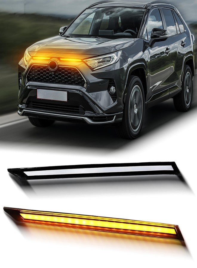 BINQIGOO 2PCS Grille Lights LED Bar Front Sequential Switchback LED Daytime Running Lights Compatible with Toyota Rav4 2019 2020 2021 Sequential Amber Turn Signal Light (Clear) - Image 1