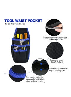 Generic Waist Tool Bag Canvas Tool Pouch Tool Organiser Bag Small Pocket Tool Bag with Adjustable Nylon Belt for DIY Electricians Technician Carpenters Joiner Builders Black  - Image 3