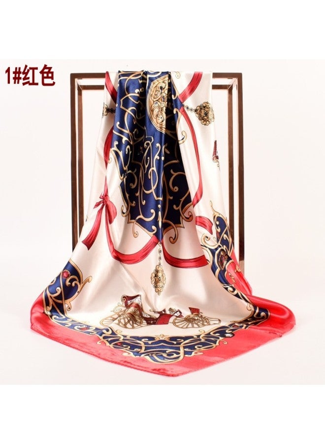 Europe And The United States Spring New Vintage Carriage Imitation Silk Color Printing Silk Scarf Fashion Women's Scarf