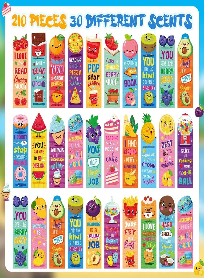 Lincia 210 Pcs Cute Scratch and Sniff Bookmarks - Assorted Fruit & Food Scents, 30 Styles for Kids, Students & Food Lovers - Image 3