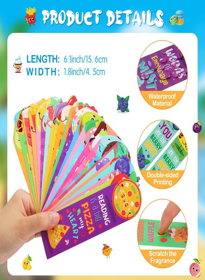 Lincia 210 Pcs Cute Scratch and Sniff Bookmarks - Assorted Fruit & Food Scents, 30 Styles for Kids, Students & Food Lovers - Image 2