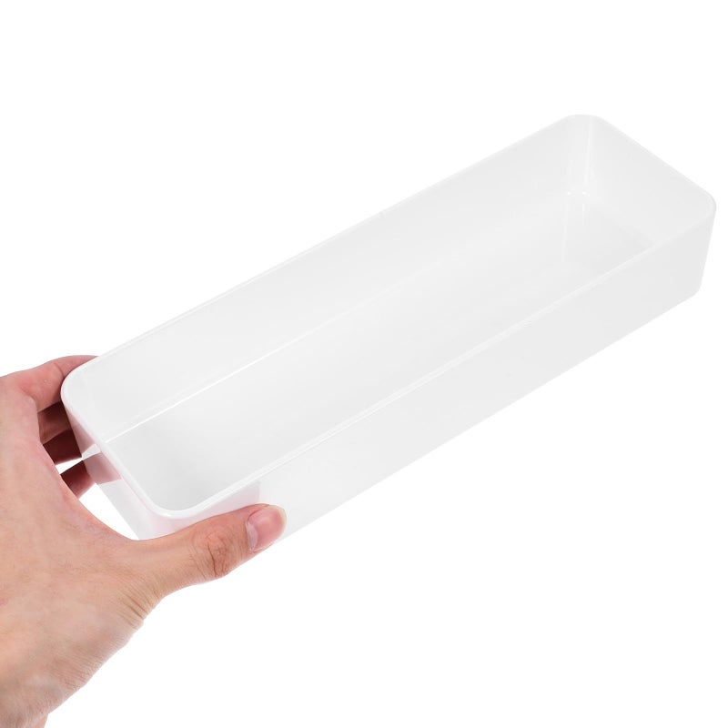 White Plastic 2-Piece Kitchen Drawer Organizer for Cutlery and Utensils - Image 4