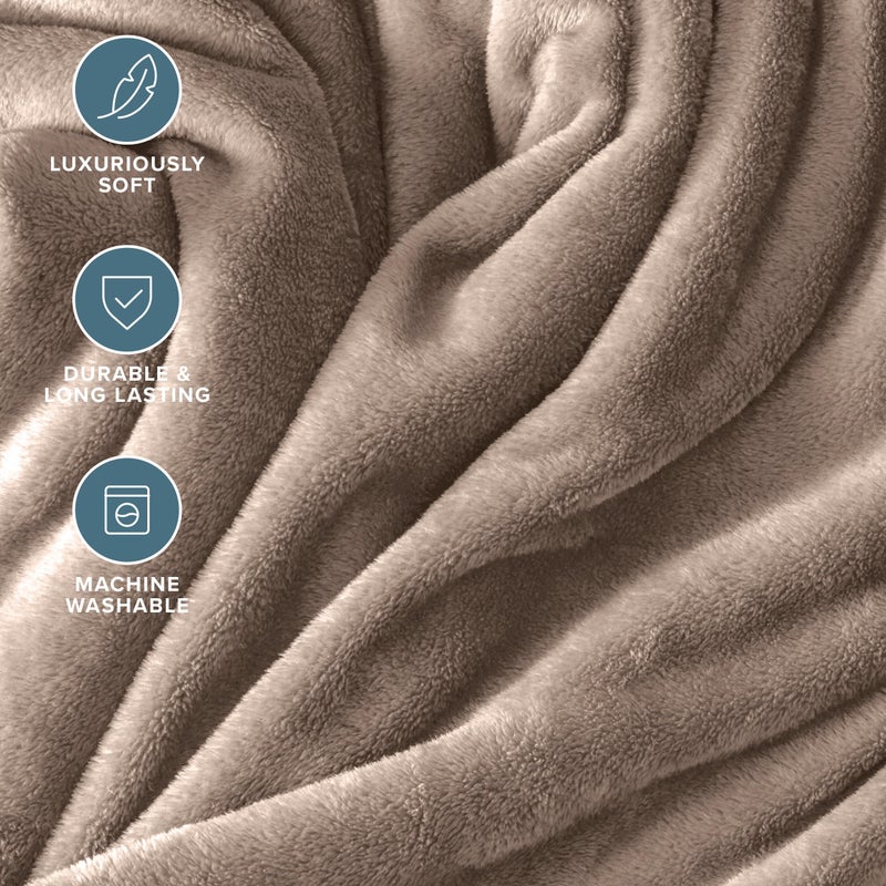 Bare Home بطانية بار هوم الفخمة - حجم كامل/ملكة - خفيفة الوزن فائقة النعومة للسرير، الأريكة، والكنبة - مايكروبلش فاخر - بطانية دافئة ومريحة (حجم كامل/ملكة، بني فاتح) - Image 4