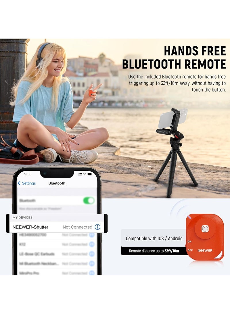 NEEWER Mini Flexible Tripod with Remote & Phone Holder, Portable Desk Tripod for iPhone, Camera & GoPro – TP36 black - Image 2