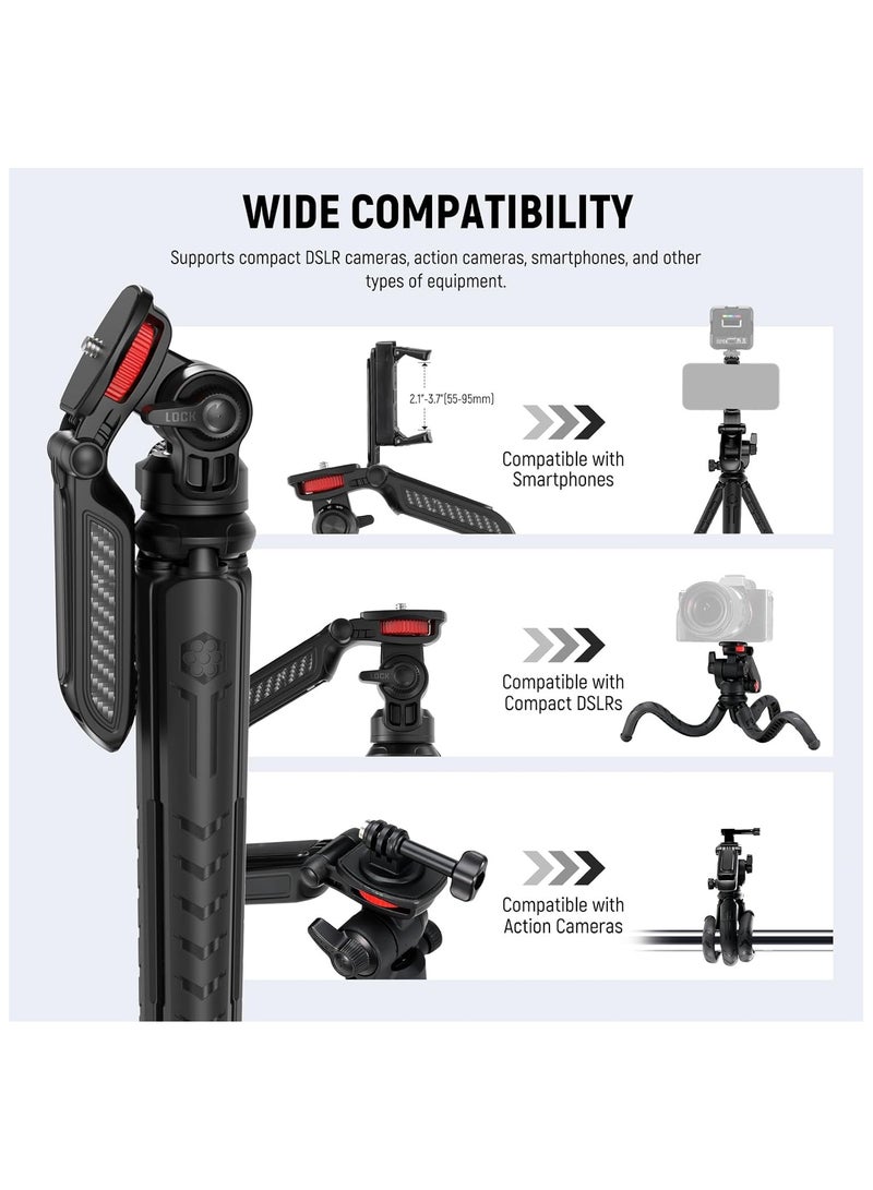 NEEWER Mini Flexible Tripod with Remote & Phone Holder, Portable Desk Tripod for iPhone, Camera & GoPro – TP36 black - Image 5