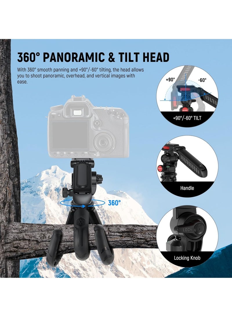 NEEWER Mini Flexible Tripod with Remote & Phone Holder, Portable Desk Tripod for iPhone, Camera & GoPro – TP36 black - Image 3