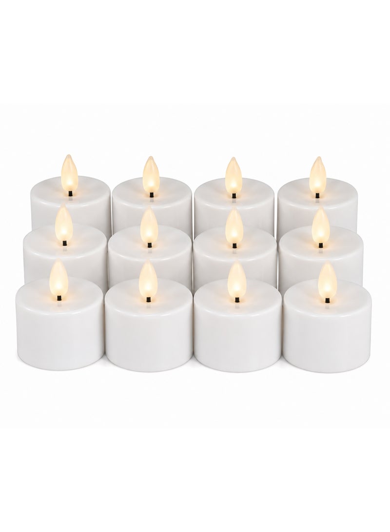 12 Pcs Battery Operated Led Flameless Candles, Warm White Flickering Tea Lights, Decorative Lantern Candles For Home, Tables, Parties & Events - Image 3