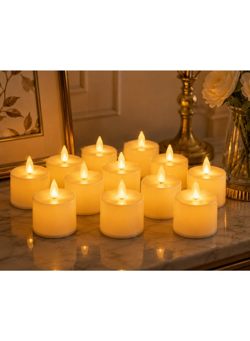 12 Pcs Battery Operated Led Flameless Candles, Warm White Flickering Tea Lights, Decorative Lantern Candles For Home, Tables, Parties & Events - Image 2