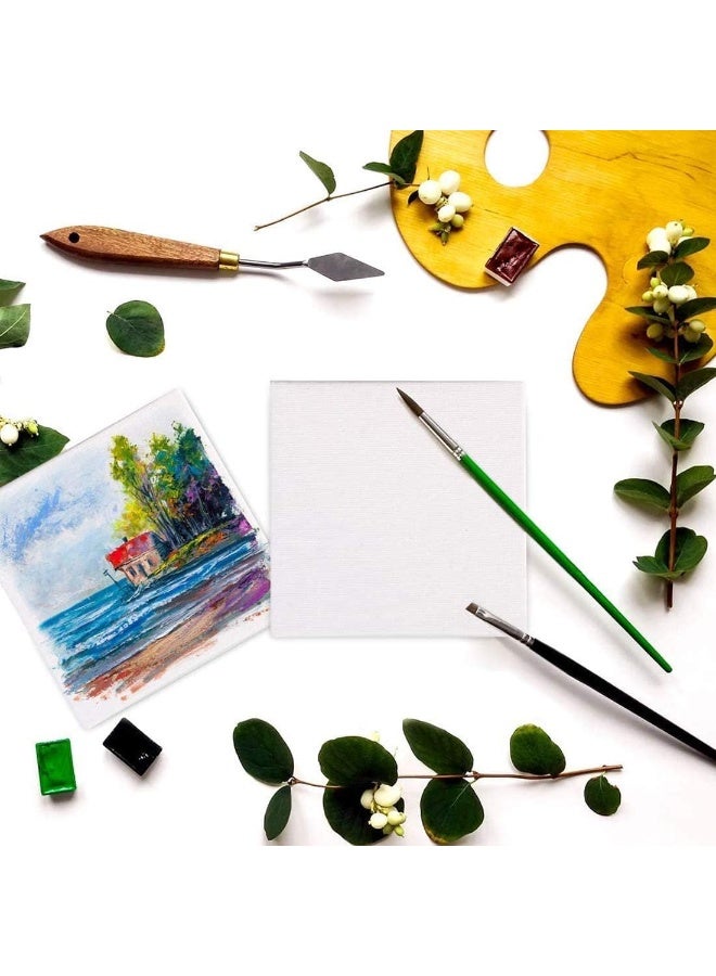 ARS 9 Pack Mini Canvas Panel, 10x10cm Stretched Canvas Boards, Square Small Art Board for Oil Paint Blank 3.94" - Image 2