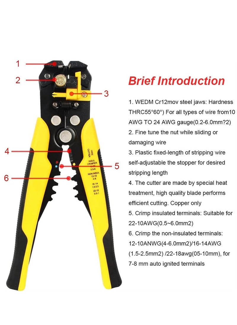 Wire Stripper Crimping Tool Kit Universal Cable Cutter Multifunctional Tab Terminal Crimping Stripping Plier Tools for Electrical Cable Cutting  - Image 3