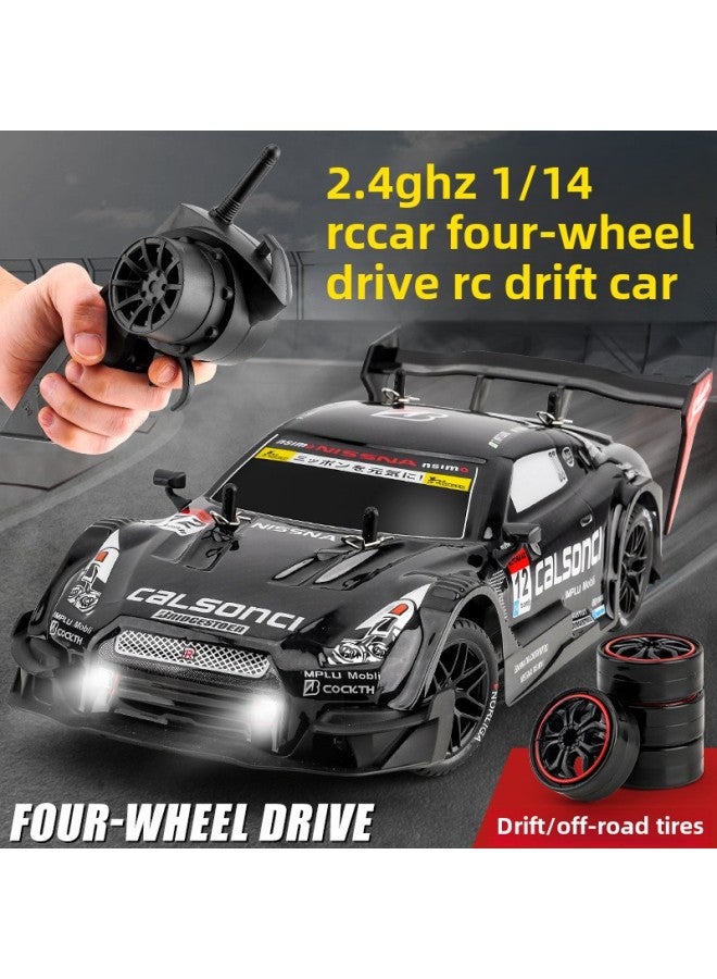 Half-scale Remote Control Drift Car Four-wheel Drive High-speed Car 2.4g Children's Toy Lights GTR Competitive Remote Control Car-Color:1:14 Red Wild Horse Stepless Variable Speed-Scale:1 Battery  - Image 2