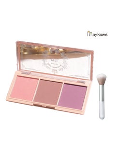 Maykawe 3-Color Blush Palette, Blushers For Cheeks, With A Matte And Pearl Natural Light Finish, Waterproof, Sweatproof, Brightening, Long-Lasting, And Non-Powder Flying Off Brighten Skin Natural Look  - Image 1