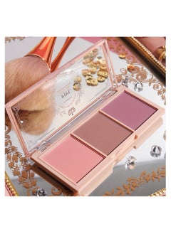 Maykawe 3-Color Blush Palette, Blushers For Cheeks, With A Matte And Pearl Natural Light Finish, Waterproof, Sweatproof, Brightening, Long-Lasting, And Non-Powder Flying Off Brighten Skin Natural Look  - Image 4