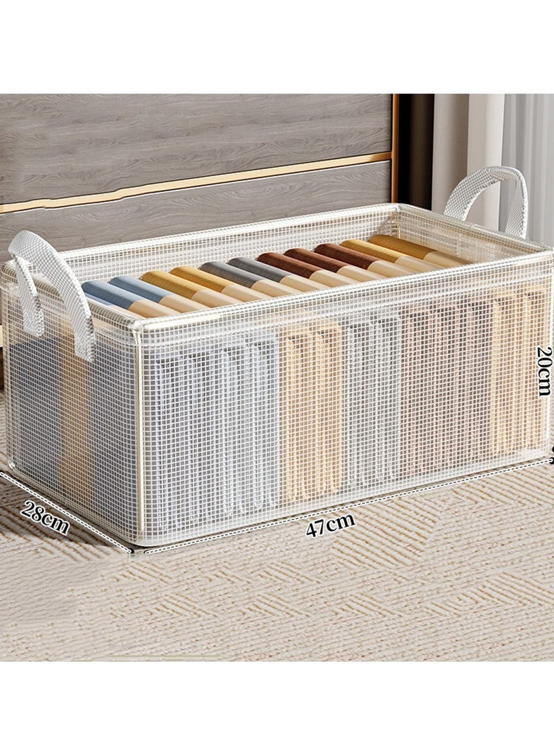 CityRiya-Long Storage Box Storage Bins 3 Packs Clothes Storage Box with Handle Collapsible Closet Organizers for Clothes Storage Storage Baskets for Organizing Toys, Clothes, Books, Office, 48x28x20cm - Image 5