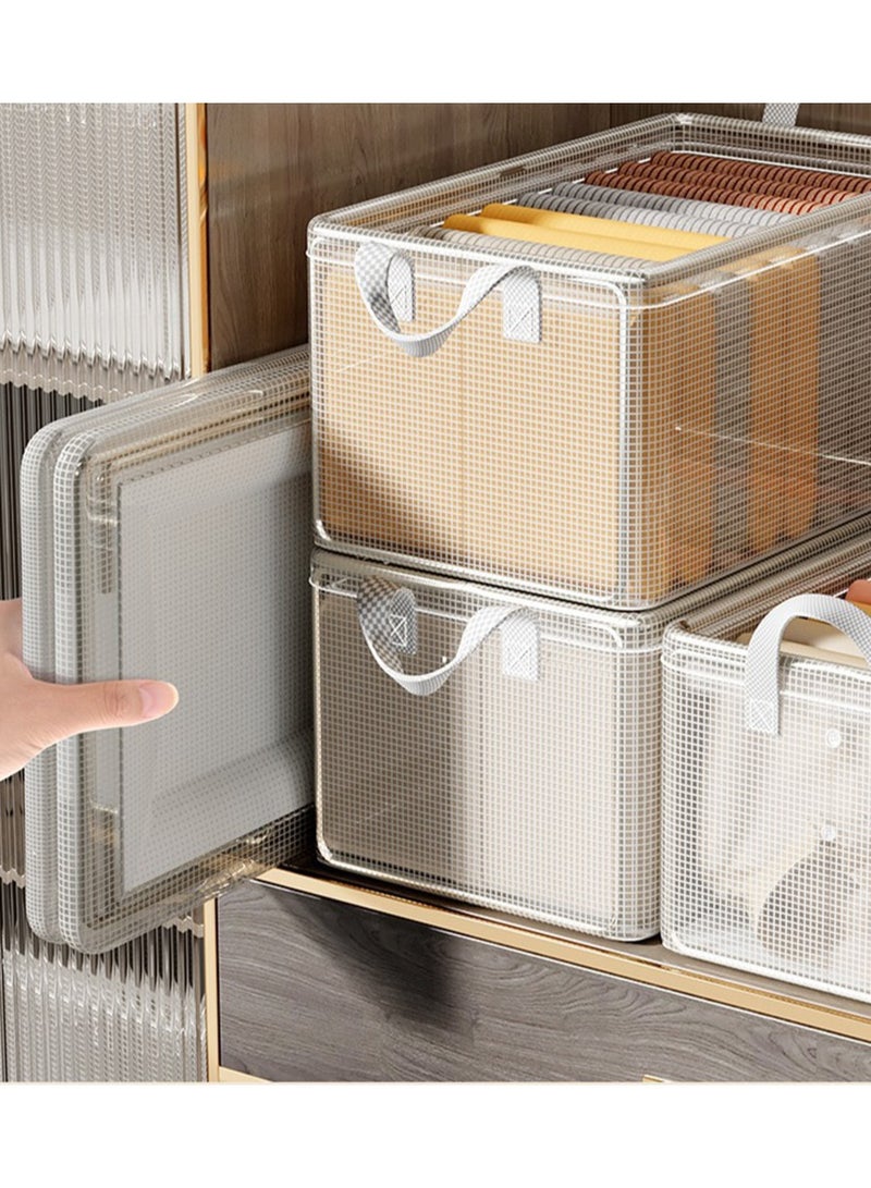 CityRiya-Long Storage Box Storage Bins 3 Packs Clothes Storage Box with Handle Collapsible Closet Organizers for Clothes Storage Storage Baskets for Organizing Toys, Clothes, Books, Office, 48x28x20cm - Image 1