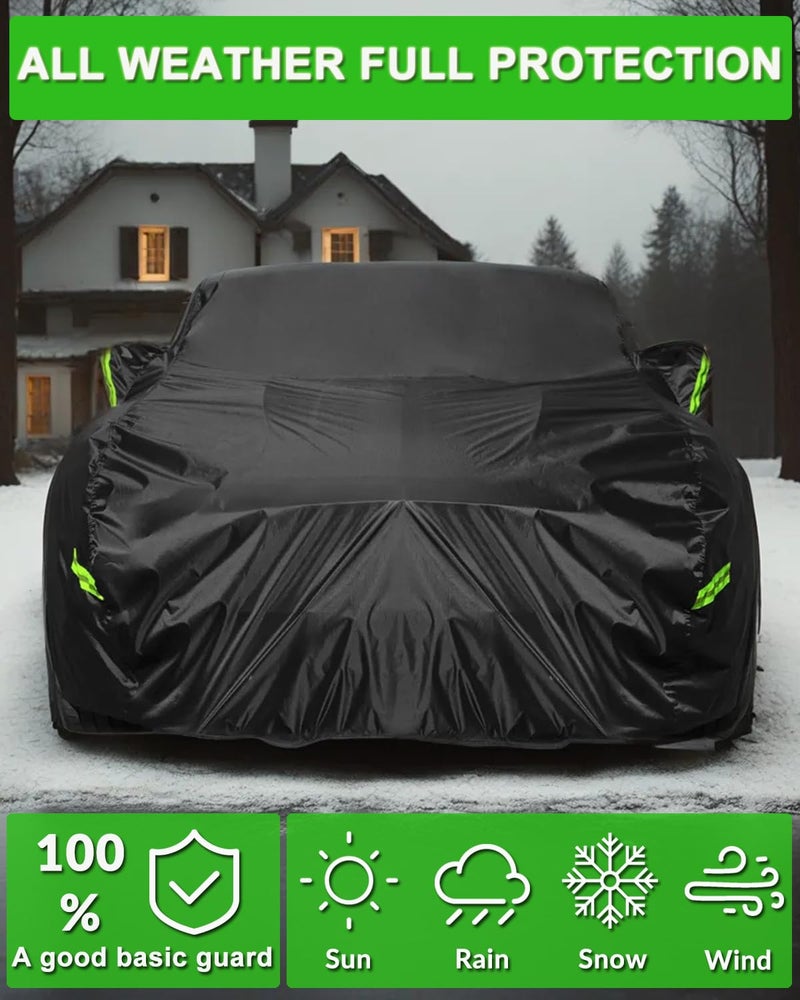 Morhept Car Cover Custom Fit for Ford Mustang 2005-2025, Waterproof All Weather GT Cover Outdoor Dustproof Shelby Coupe Cover with Door Zipper Black - Image 2