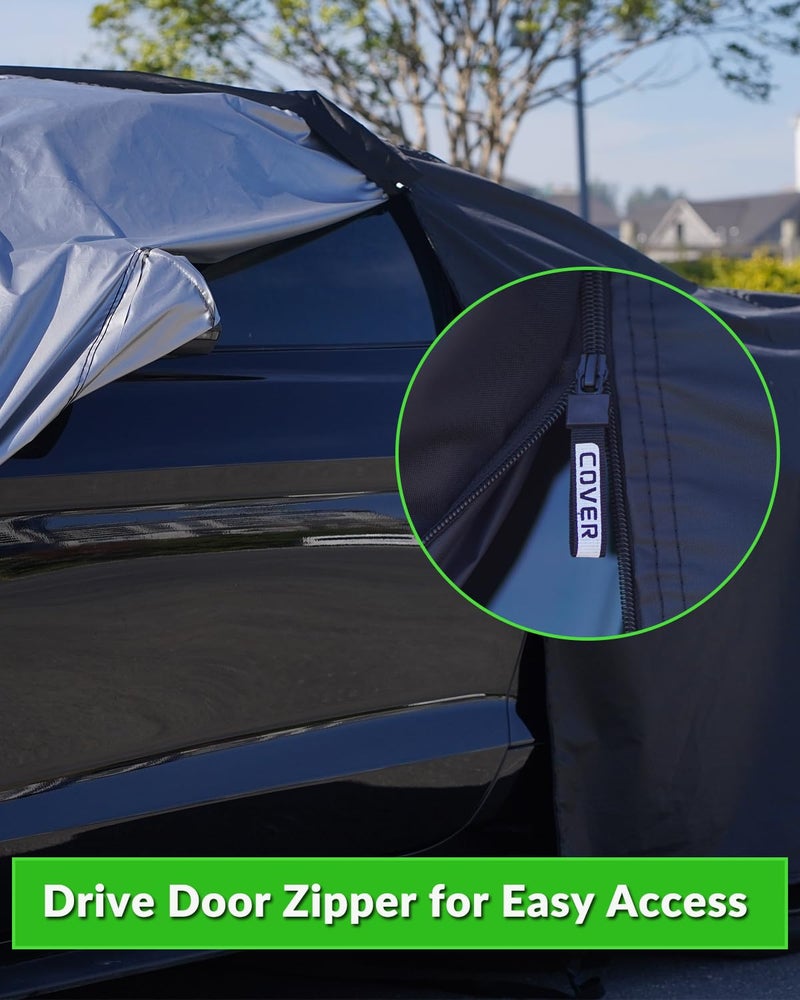Morhept Car Cover Custom Fit for Ford Mustang 2005-2025, Waterproof All Weather GT Cover Outdoor Dustproof Shelby Coupe Cover with Door Zipper Black - Image 4