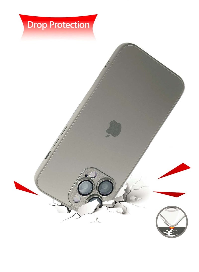 Techie جراب AG Forested المصنوع من السيليكون والزجاج غير اللامع مع غشاء عدسة الكاميرا المدمجة - حماية كاملة ومقاومة للغبار لهاتف Apple iPhone 15 Pro - رمادي تيتان - Image 3