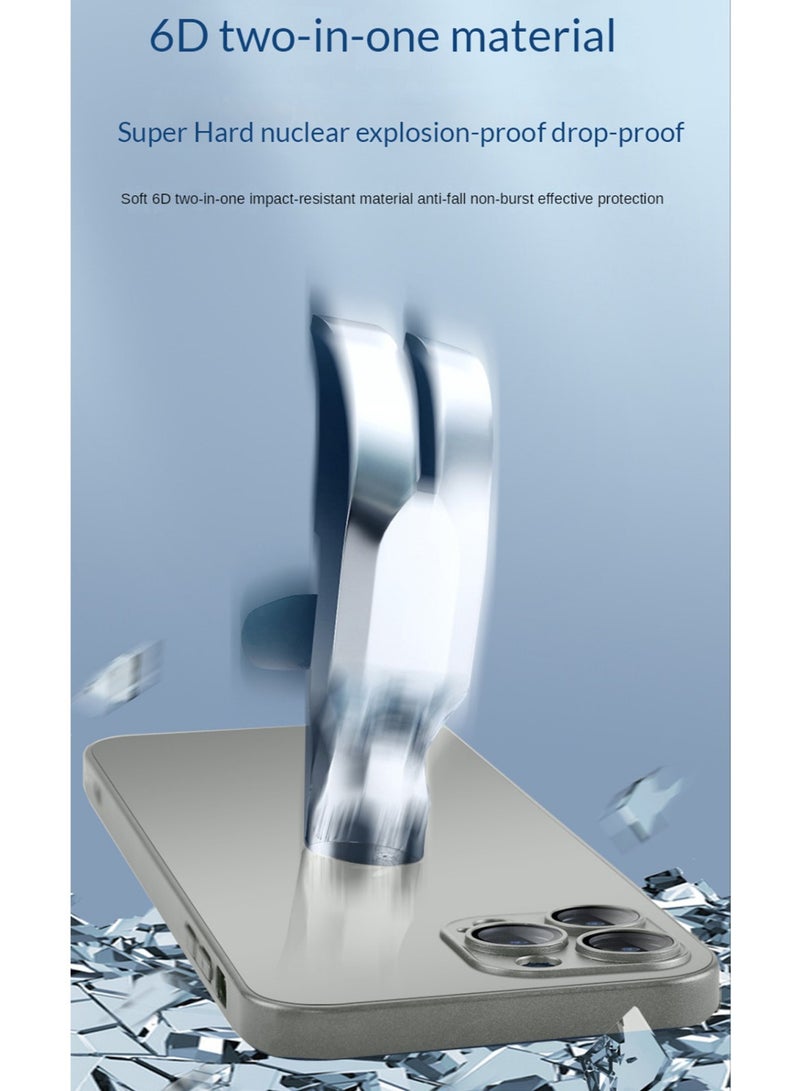 Techie جراب AG Forested المصنوع من السيليكون والزجاج غير اللامع مع غشاء عدسة الكاميرا المدمجة - حماية كاملة ومقاومة للغبار لهاتف Apple iPhone 15 Pro - رمادي تيتان - Image 4