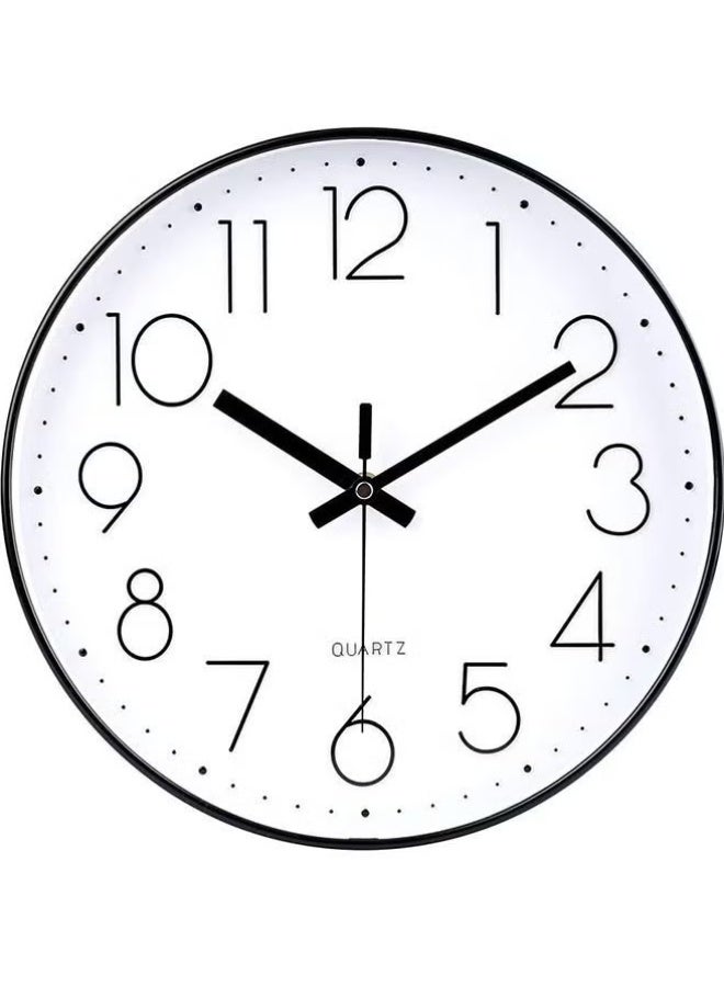Wall Clock, Silent Non Ticking Quality Quartz Battery Operated, Round Easy to Read, Silent Wall Clock for Bedrrom, Living Room, Kitchen, Office, School Home Decor (30cm, Black) - Image 1