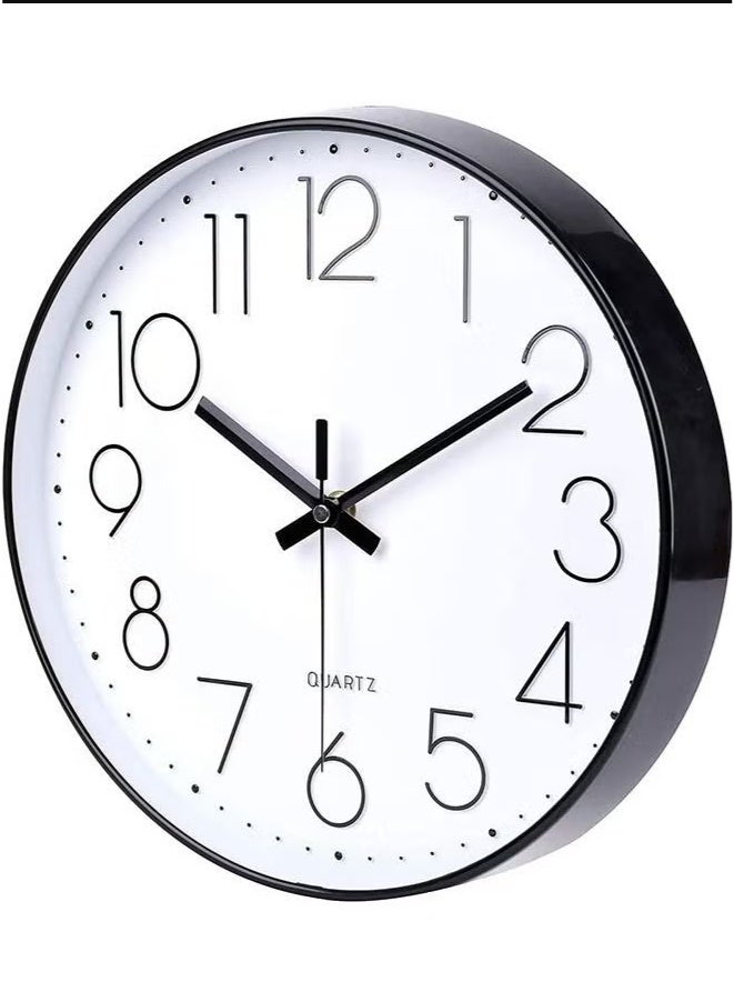 Wall Clock, Silent Non Ticking Quality Quartz Battery Operated, Round Easy to Read, Silent Wall Clock for Bedrrom, Living Room, Kitchen, Office, School Home Decor (30cm, Black) - Image 2