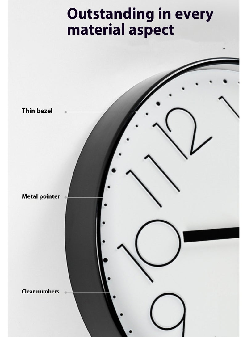 Wall Clock, Silent Non Ticking Quality Quartz Battery Operated, Round Easy to Read, Silent Wall Clock for Bedrrom, Living Room, Kitchen, Office, School Home Decor (30cm, Black) - Image 3