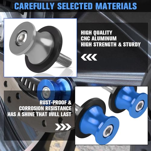 CHIFUN 2Pcs 6MM M6 X15 Motorcycle Swing Arm Spools Sliders CNC Aluminum Swingarm Spools Stand Screw Compatible with R1 R6 R3 MT07 MT09 FZ09 FZ10 MT03Blue - Image 5