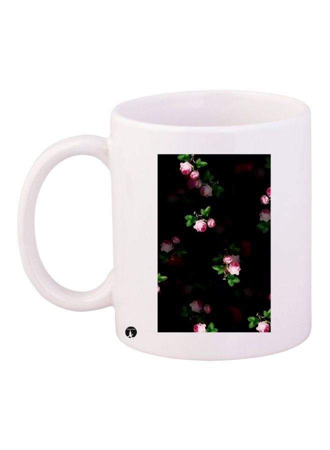 RYN Rose Printed Coffee Mug White/Black/Pink 11ounce