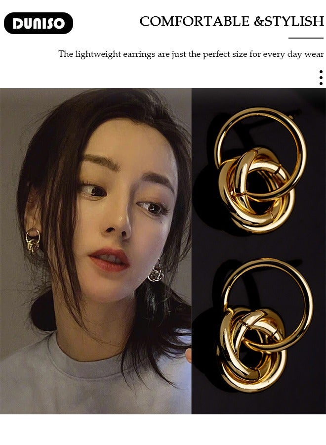 DUNISO Gold Hoop Earrings for Women's, Lightweight Earrings, Small Hoop Earrings, Pendant Earrings, Dainty Gold Geometric Earrings, Hypoallergenic Earrings for Women Girls - Image 5