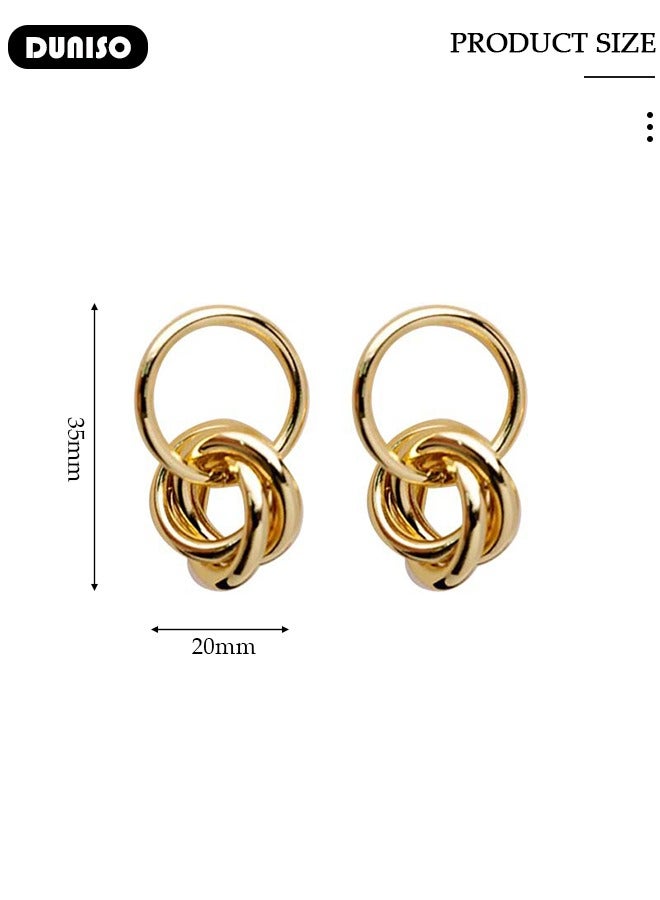 DUNISO Gold Hoop Earrings for Women's, Lightweight Earrings, Small Hoop Earrings, Pendant Earrings, Dainty Gold Geometric Earrings, Hypoallergenic Earrings for Women Girls - Image 4
