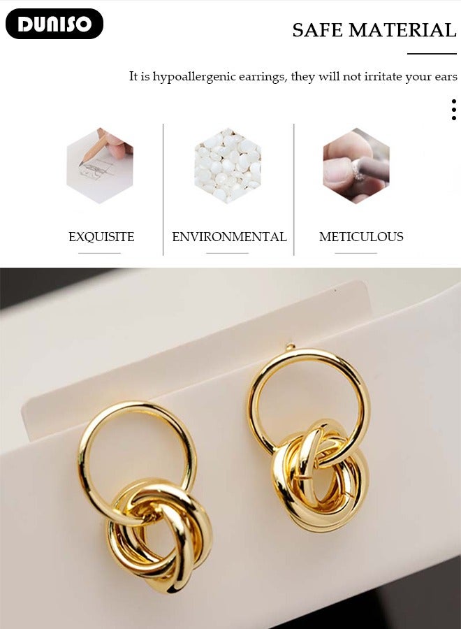 DUNISO Gold Hoop Earrings for Women's, Lightweight Earrings, Small Hoop Earrings, Pendant Earrings, Dainty Gold Geometric Earrings, Hypoallergenic Earrings for Women Girls - Image 2