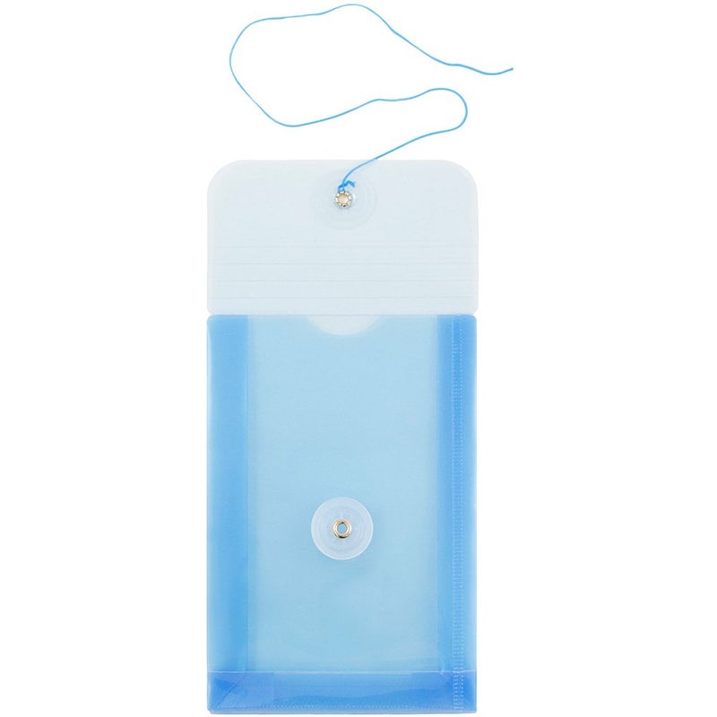 JAM PAPER Plastic Envelopes with Button & String Tie Closure - 4 1/4 x 6 1/4 - Blue - 12/Pack - Image 4