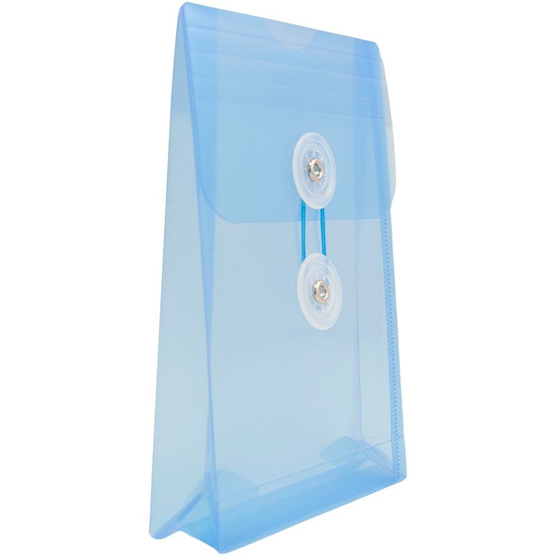 JAM PAPER Plastic Envelopes with Button & String Tie Closure - 4 1/4 x 6 1/4 - Blue - 12/Pack - Image 2