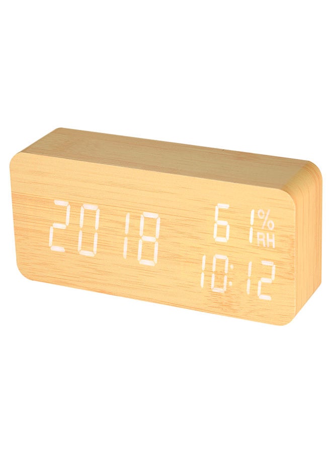NIBEMINENT Wooden LED Digital Alarm Clock Natural Wood 1cm 